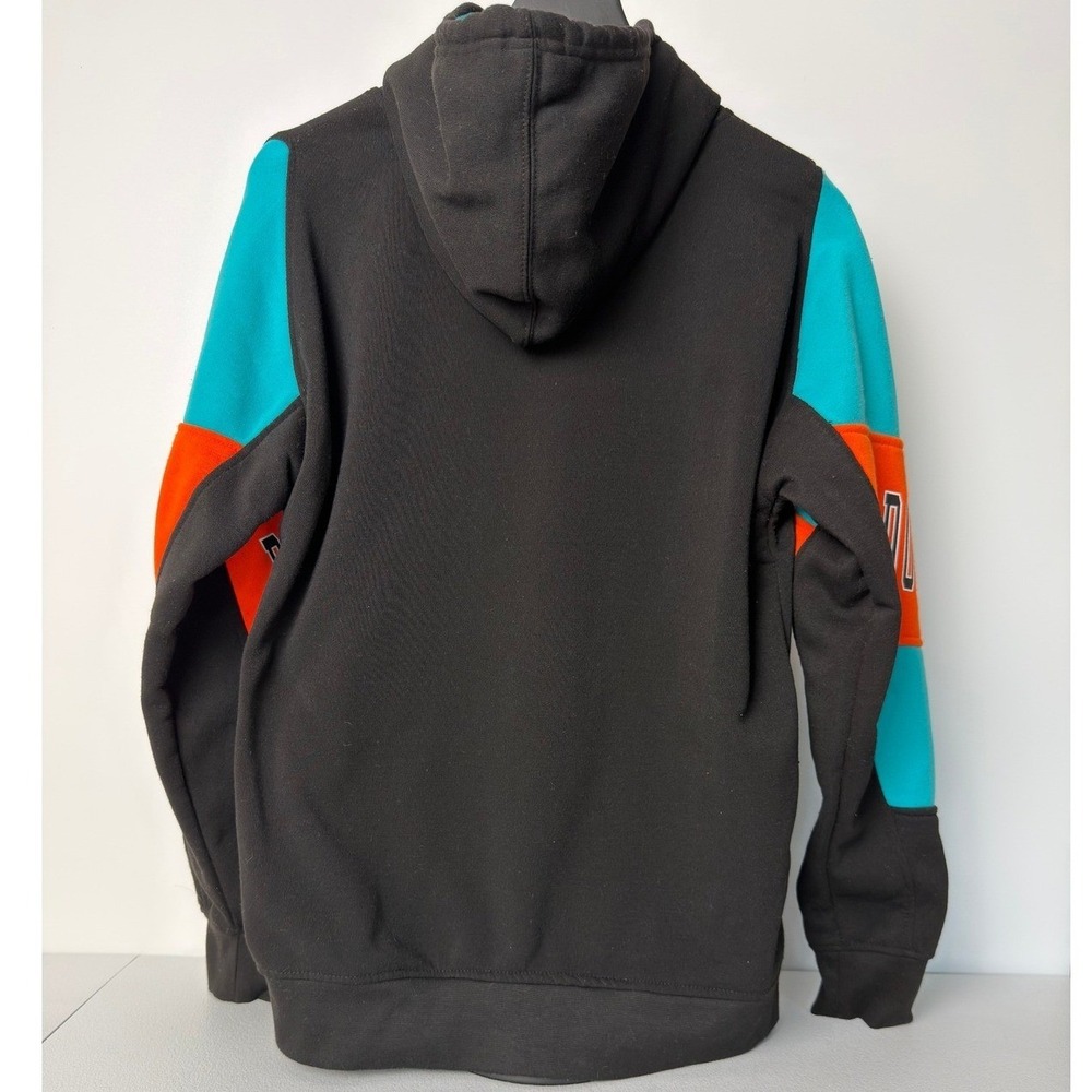 NFL Ultra Game Miami Dolphins Hoodie Mens Black Aqua Orange Color block S - Picture 2 of 8